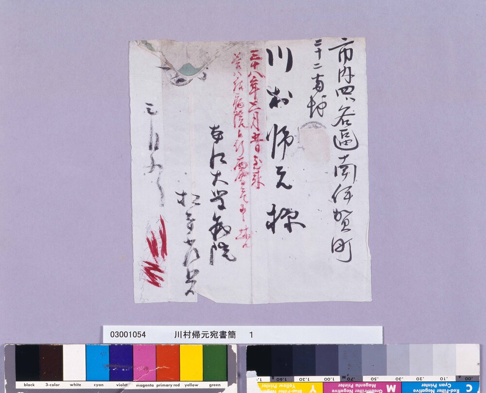 作品画像：川村帰元宛書簡(見舞御礼、油絵の毎月御渡金の義につき)