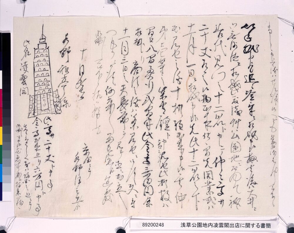 浅草公園地内凌雲閣出店に関する書簡