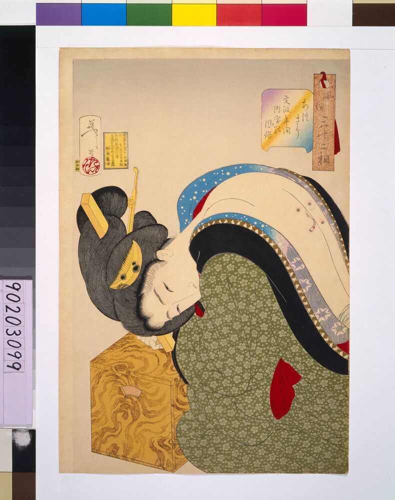 作品画像：風俗三十二相 あつさう 文政年間内室の風俗