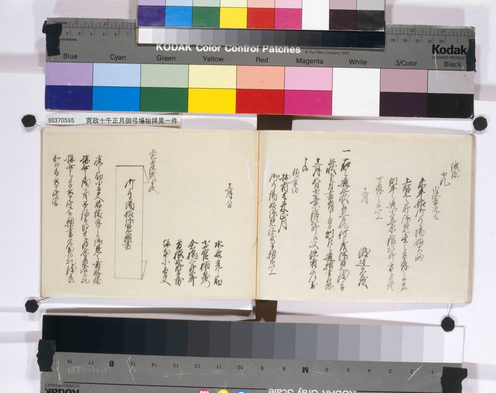 寛政九巳年十二月布衣被仰付候一件、寛政十午年正月御弓場始拝見一件