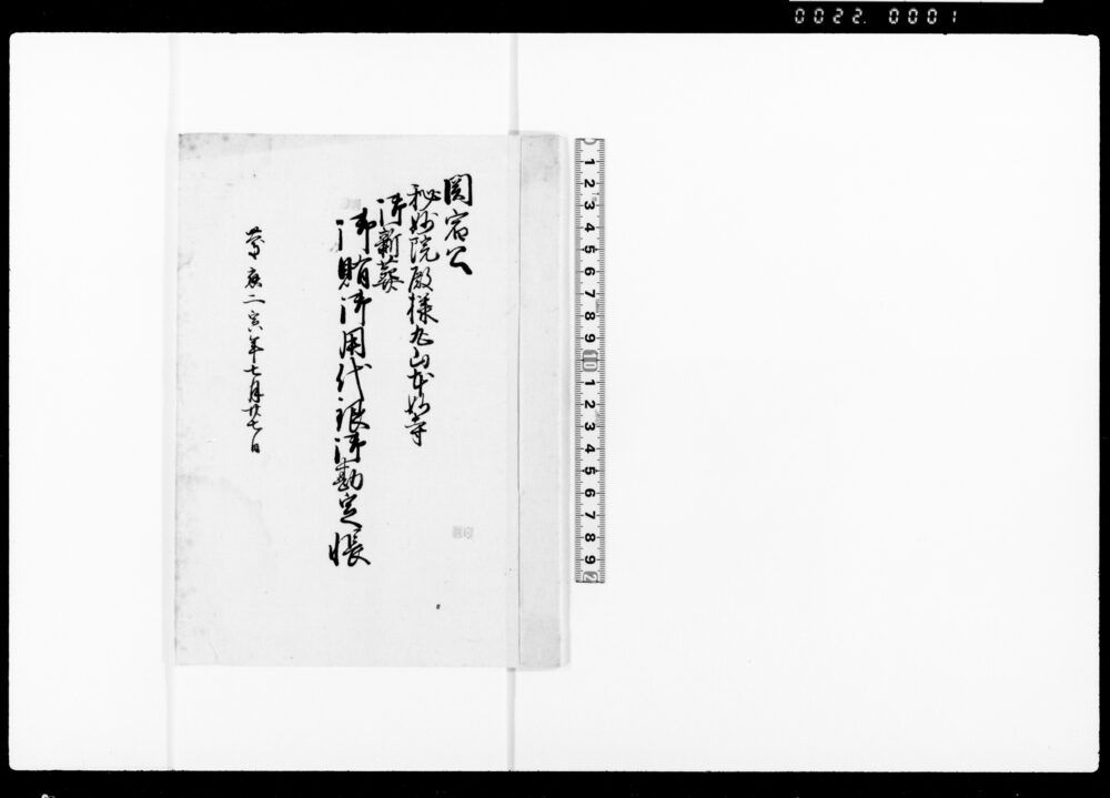関宿公秘妙院殿様丸山本妙寺御新葬御賄御用代銀御勘定帳