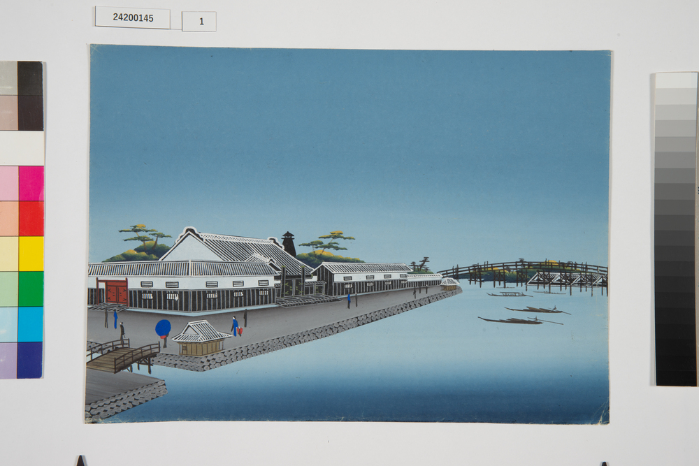 泥絵　江戸大名屋敷図　大川橋堀田様