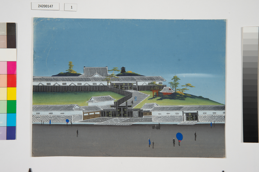 泥絵　江戸大名屋敷図　岩国藩吉川家　正月