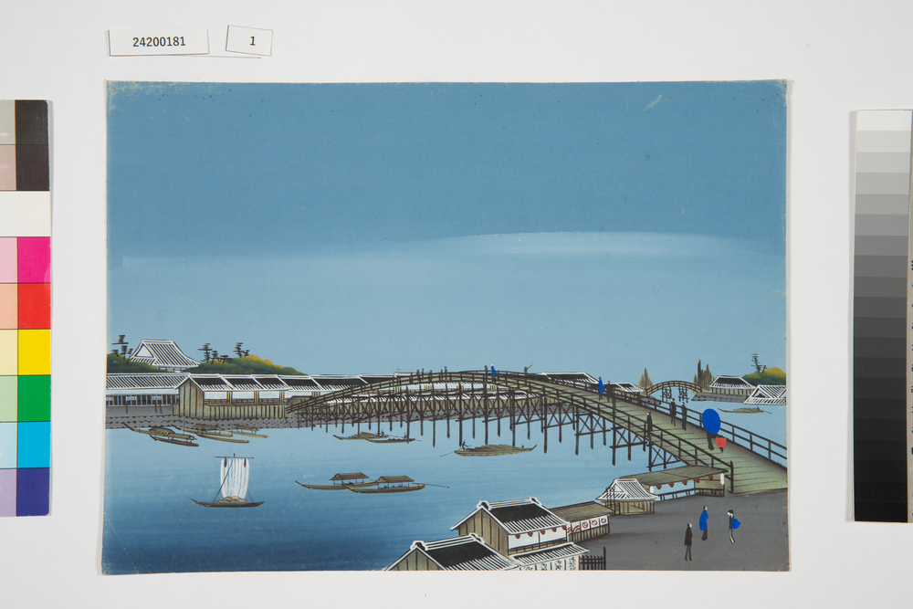 泥絵　江戸大名屋敷図　両国橋