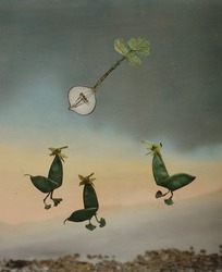 作品画像：ニワトリ三羽