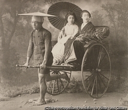 作品画像：人力車で花の品評会へ行く
