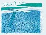 作品画像：リトグラフの水（線、クレヨン、ブルーの淡彩）