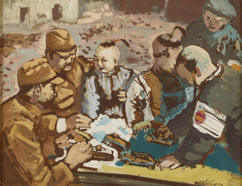 作品画像：［中国の子供と遊ぶ宣撫班］