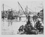 作品画像：河の工事場