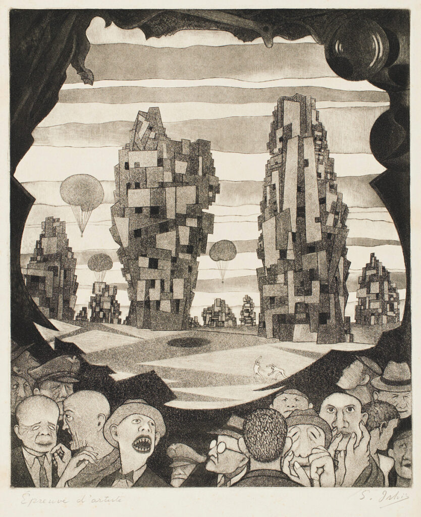 作品画像：［洞窟のむこうに見える都市、人々］