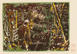 作品画像：坑内の捲場［『炭山画譜　大宮昇創作石版集』より］