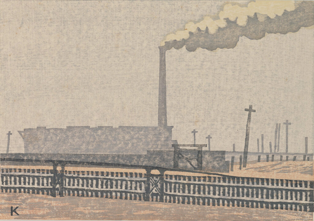 作品画像：深川塵埃焼却場［『新東京百景』より］