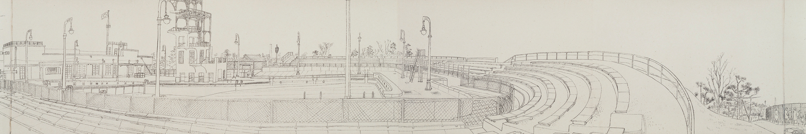藤牧義夫、都会風景、希少豪華画集画、新品高級額・額装付、大判 隅田川両岸画巻 No.3 | ToMuCo - Tokyo Museum Collection