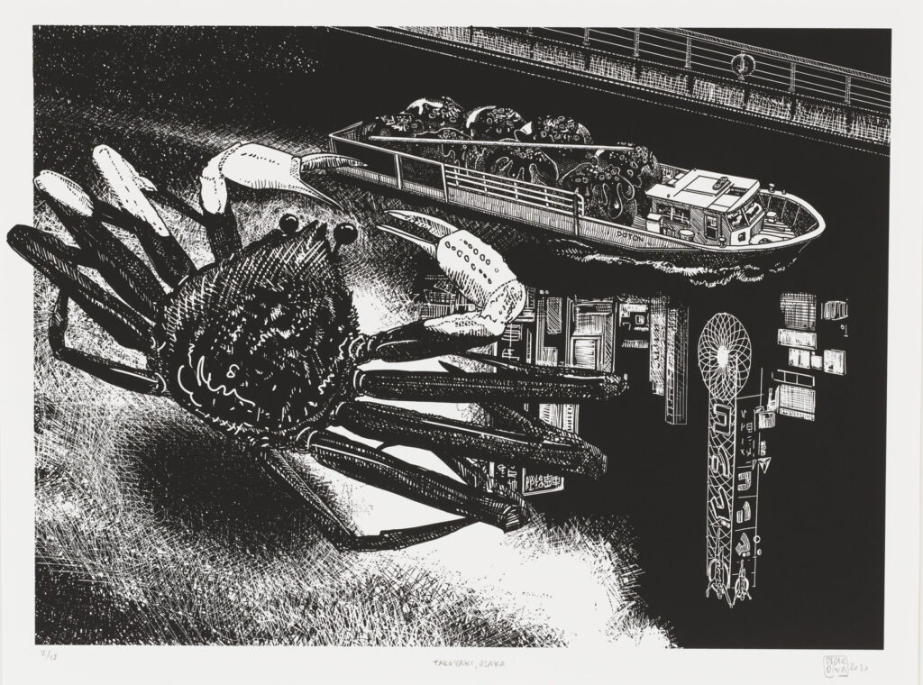 作品画像：たこ焼き、大阪［「隔離生活ドローイングシリーズ」より］