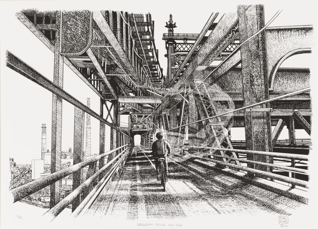 作品画像：クイーンズボロ橋、ニューヨーク［「隔離生活ドローイングシリーズ」より］
