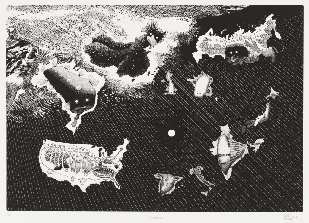 作品画像：再開［「隔離生活ドローイングシリーズ」より］