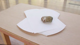作品画像：石の重さで紙をずらす